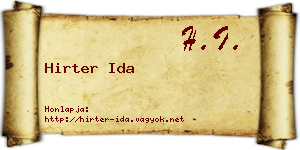 Hirter Ida névjegykártya